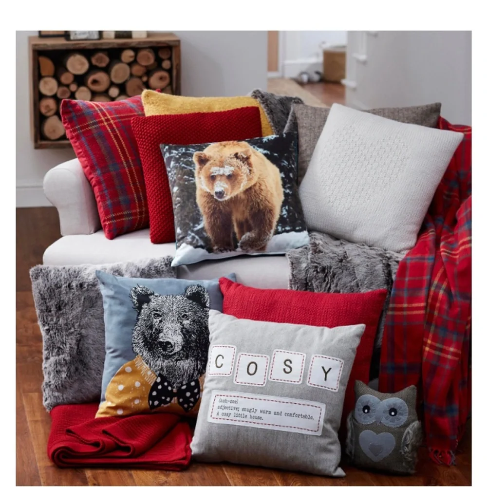 Grizzly Bear 🐻 Decorative Pillow Set of 2 NWOT